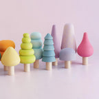 **Pre-order (Ships in 2-3 Weeks)** 10-Piece Wooden Tree Set - Pastel (Stained)