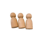7-Piece Wooden Cars Set with 3 Peg Dolls - Natural