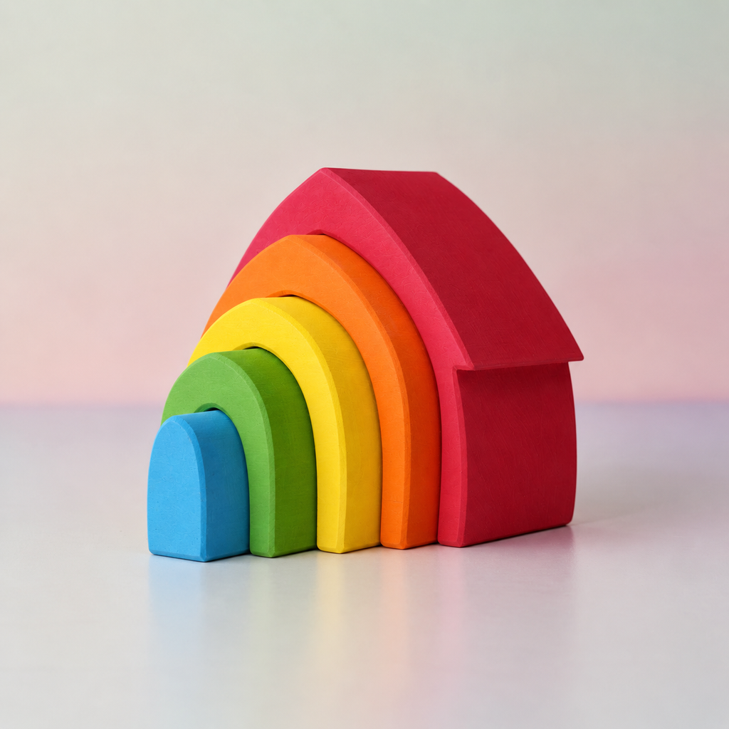 5-Piece Rainbow House Stacker – Primary (Stained)