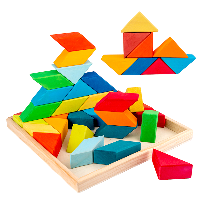 Large Geometric Puzzle - Building Block Set (Stained)
