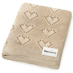 Heirloom Knit Heart Receiving Blanket for Boys and Girls - 100% Luxury Cotton Baby Blanket - Soft Warm Swaddle Receiving Blanket for Newborns Infants & Toddlers