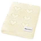 Heirloom Knit Heart Receiving Blanket for Boys and Girls - 100% Luxury Cotton Baby Blanket - Soft Warm Swaddle Receiving Blanket for Newborns Infants & Toddlers