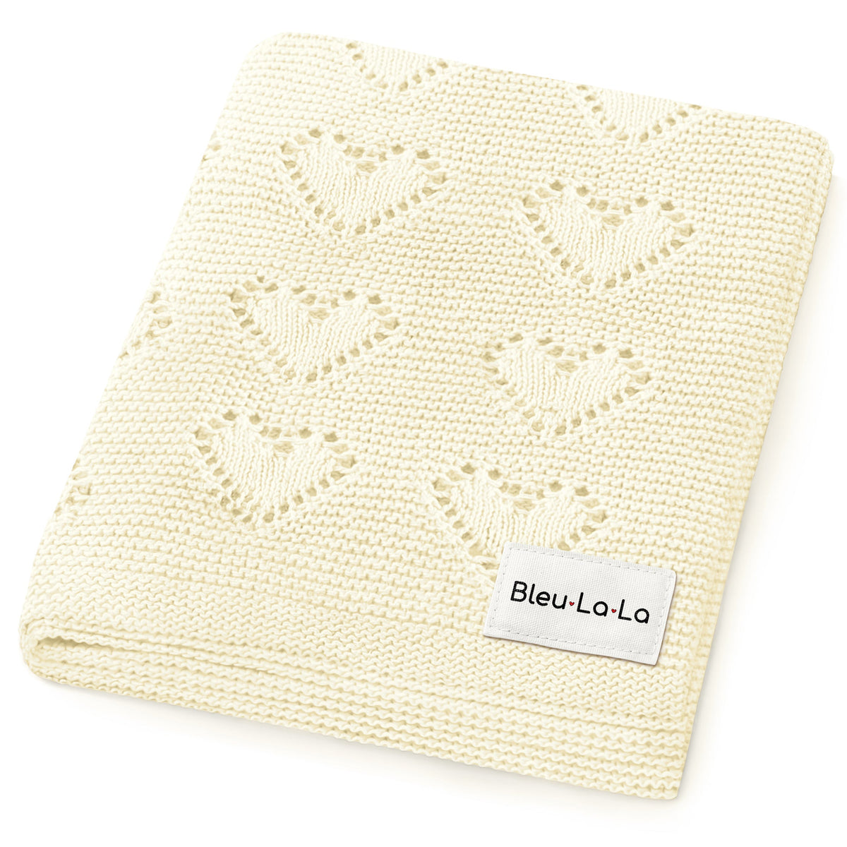 Heirloom Knit Heart Receiving Blanket for Boys and Girls - 100% Luxury Cotton Baby Blanket - Soft Warm Swaddle Receiving Blanket for Newborns Infants & Toddlers