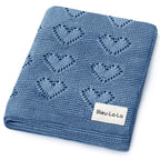 Heirloom Knit Heart Receiving Blanket for Boys and Girls - 100% Luxury Cotton Baby Blanket - Soft Warm Swaddle Receiving Blanket for Newborns Infants & Toddlers