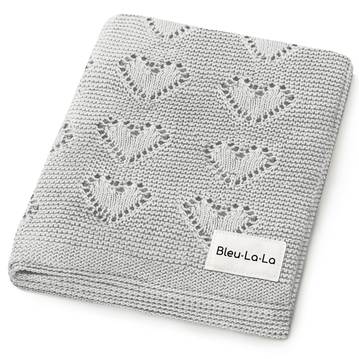 Heirloom Knit Heart Receiving Blanket for Boys and Girls - 100% Luxury Cotton Baby Blanket - Soft Warm Swaddle Receiving Blanket for Newborns Infants & Toddlers