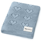 Heirloom Knit Heart Receiving Blanket for Boys and Girls - 100% Luxury Cotton Baby Blanket - Soft Warm Swaddle Receiving Blanket for Newborns Infants & Toddlers