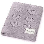 Heirloom Knit Heart Receiving Blanket for Boys and Girls - 100% Luxury Cotton Baby Blanket - Soft Warm Swaddle Receiving Blanket for Newborns Infants & Toddlers