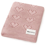 Heirloom Knit Heart Receiving Blanket for Boys and Girls - 100% Luxury Cotton Baby Blanket - Soft Warm Swaddle Receiving Blanket for Newborns Infants & Toddlers