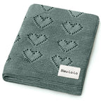 Heirloom Knit Heart Receiving Blanket for Boys and Girls - 100% Luxury Cotton Baby Blanket - Soft Warm Swaddle Receiving Blanket for Newborns Infants & Toddlers