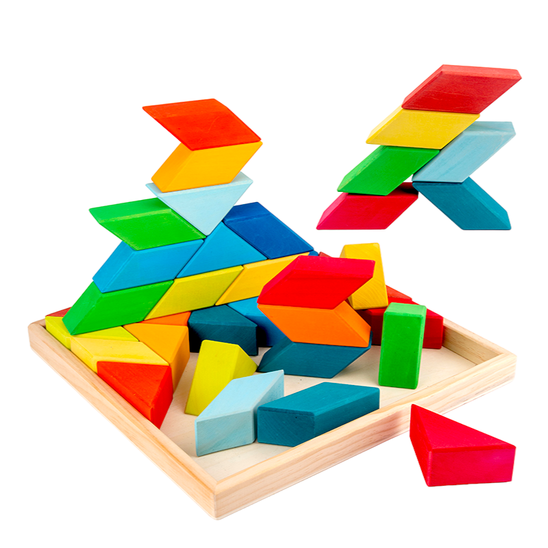 Large Geometric Puzzle - Building Block Set (Stained)