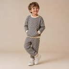 Organic Tee & Pant Slouch Set - Midnight Check