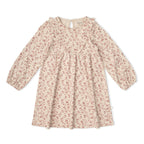 Organic Long Sleeve Ruffle -V- Dress - Petal Whispers