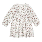 Organic Long Sleeve Ruffle -V- Dress - Winter Berry