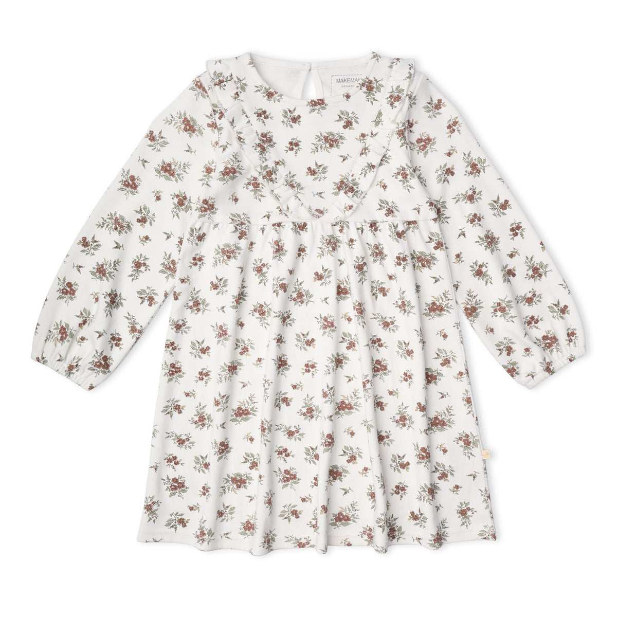 Organic Long Sleeve Ruffle -V- Dress - Winter Berry