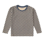 Organic Tee & Foldover Pants Set - Midnight Check