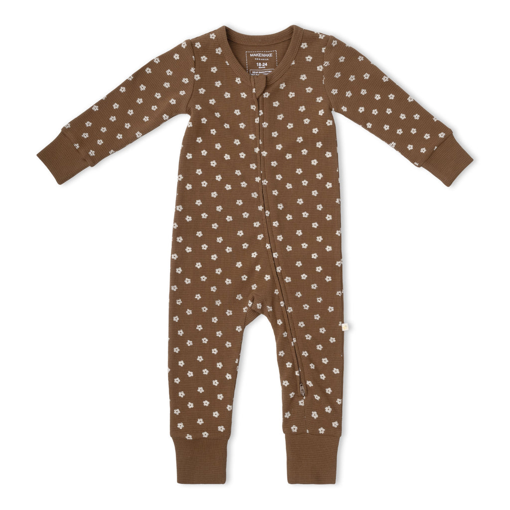 Organic 2-Way Zip Romper - Chestnut Bloom