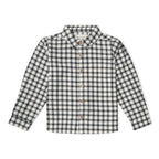 Organic Collared Long Sleeve Shirt - Charcoal Plaid