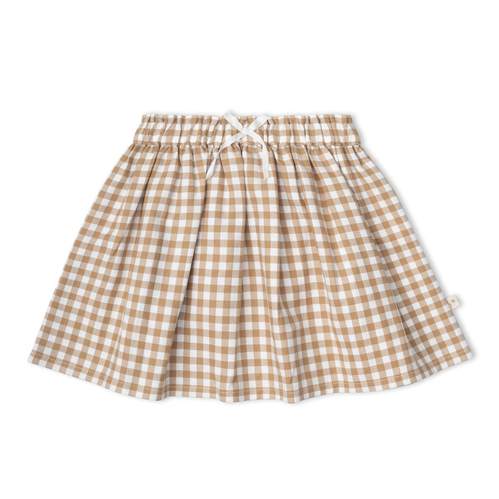Organic Twill Skirt - Oat Gingham