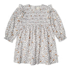 Organic Smocked Ruffle Dress - Ivy