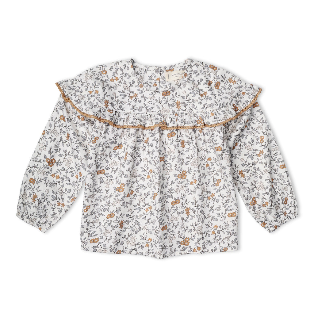 Organic Ruffle Cotton Blouse - Ivy