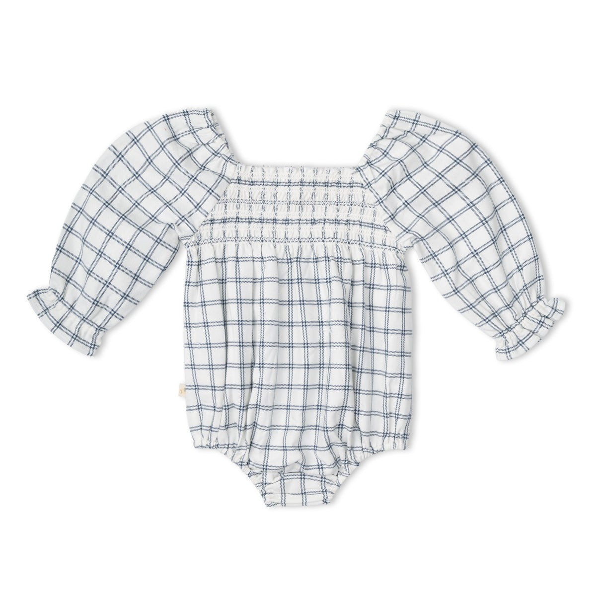 Organic Smocked Long Sleeve Romper - Window Plaids