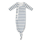 Organic Kimono Knotted Sleep Gown - Navy Stripe