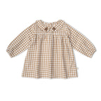 Organic Peter Pan Collar Dress - Oat Gingham