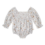 Organic Smocked Long Sleeve Romper - Ivy