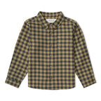 Organic Collared Long Sleeve Shirt - Olive Gingham
