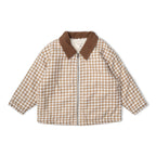Organic Corduroy Collar Twill Jacket - Oat Gingham