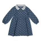 Organic Collared Dress - Indigo Blossom