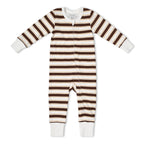 Organic 2-Way Zip Romper - Cocoa Stripe