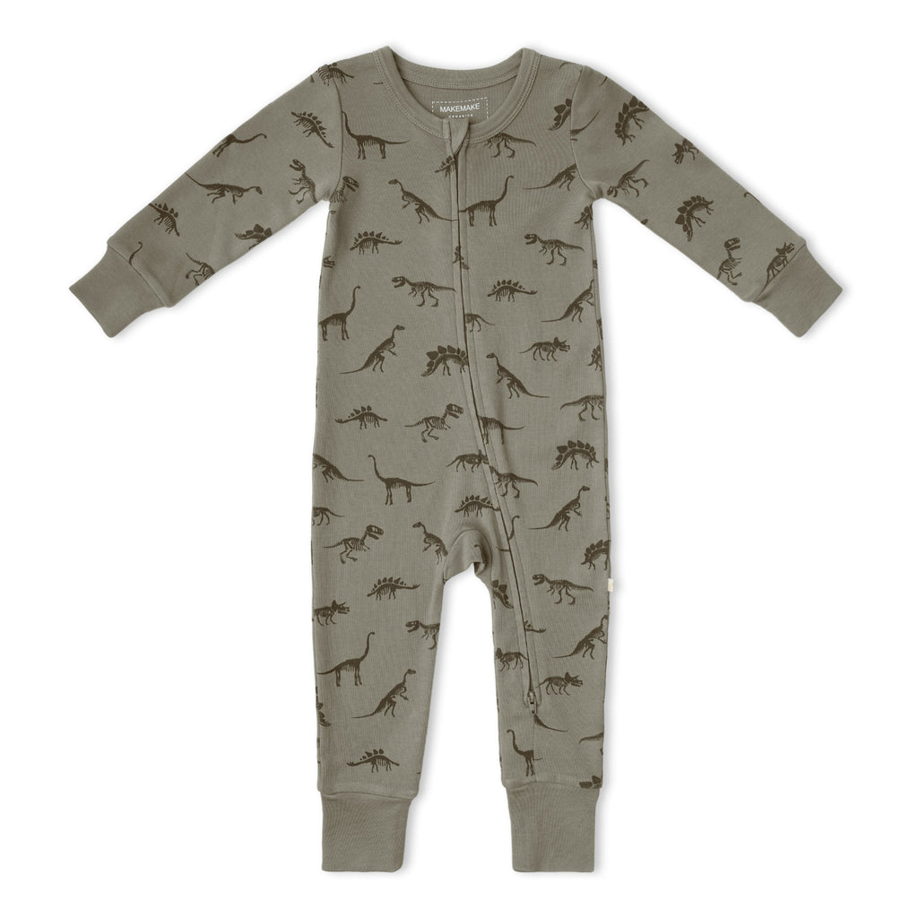 Organic 2-Way Zip Romper - Dinos