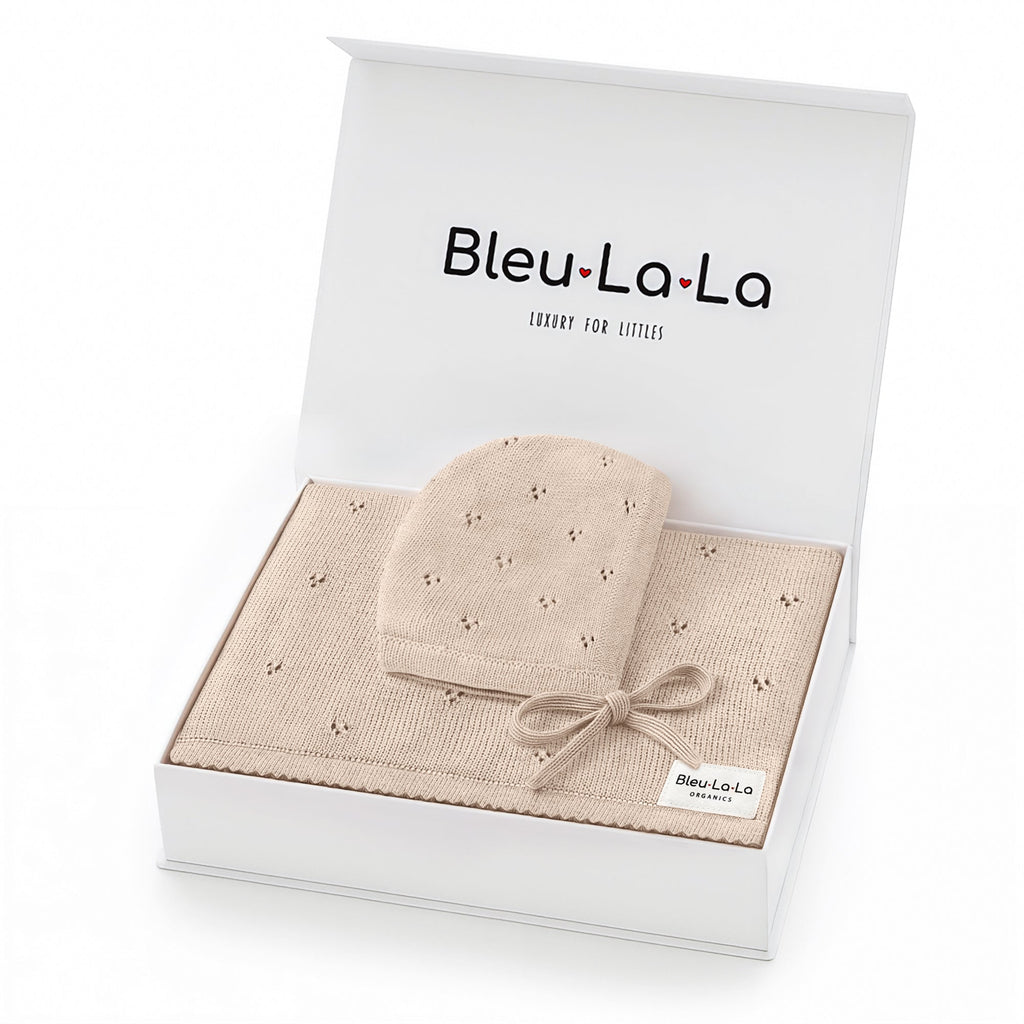Organic Pointelle Swaddle Blanket + Hat Gift Set