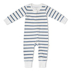 Organic 2-Way Zip Romper - Navy Stripe