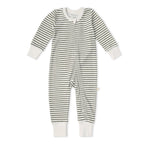 Organic 2-Way Zip Romper - Olive Stripes
