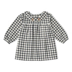 Organic Peter Pan Collar Dress - Charcoal Plaid