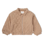 Organic Quilted Bomber Corduroy Jacket - Taupe