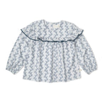 Organic Ruffle Cotton Blouse - Bluebell Vine