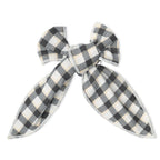 Organic Bow Clip - Charcoal Plaid