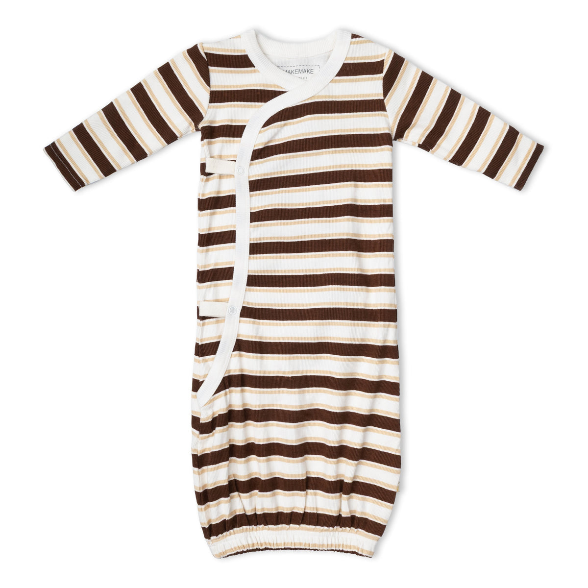 Organic Kimono Infant Sleep Gown - Cocoa Stripe