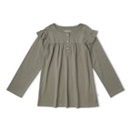 Organic Ruffle Sleeve Top Set of 2 - Winter Berry + Olive