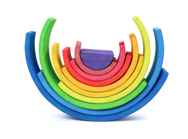 **Pre-order (Ships in 2-3 Weeks)** 10-Piece Wooden Rainbow Stacker - Sunset