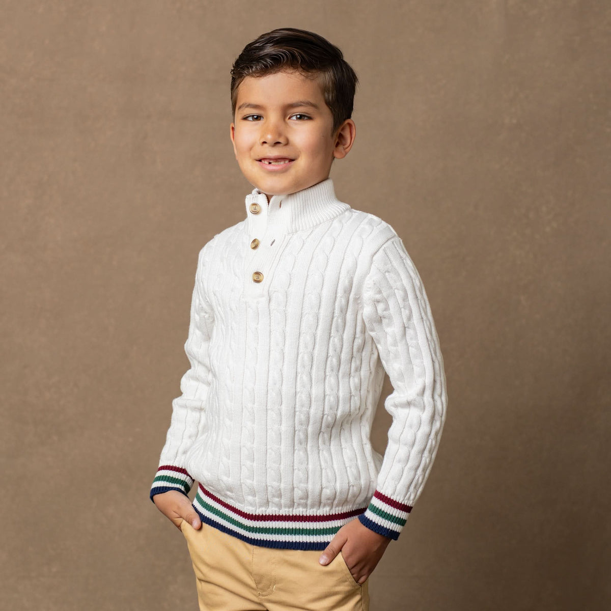 Organic Mock Neck Cable Sweater - Baby
