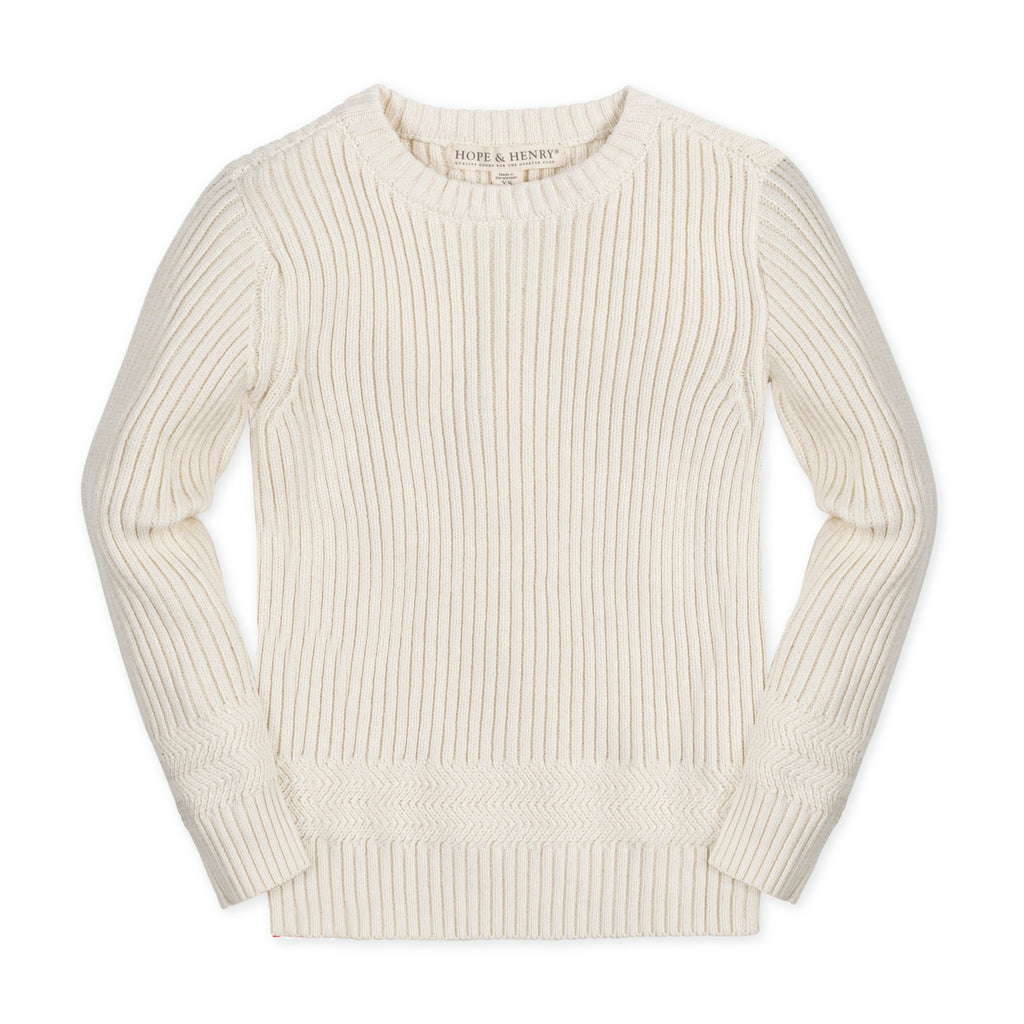 Organic Herringbone Detail Crew Neck Sweater - Baby