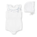 Organic Ruffle Sweater Romper and Bonnet Set