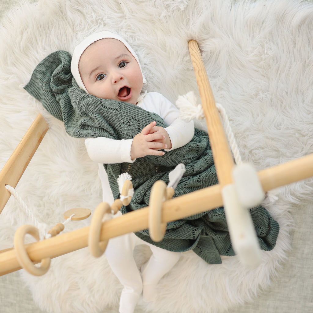 Heirloom Knit Heart Receiving Blanket for Boys and Girls - 100% Luxury Cotton Baby Blanket - Soft Warm Swaddle Receiving Blanket for Newborns Infants & Toddlers