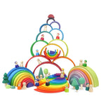 12-Piece Large Wooden Rainbow Stackers – Primary | Pine or Basswood Options