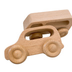 7-Piece Wooden Cars Set with 3 Peg Dolls - Natural