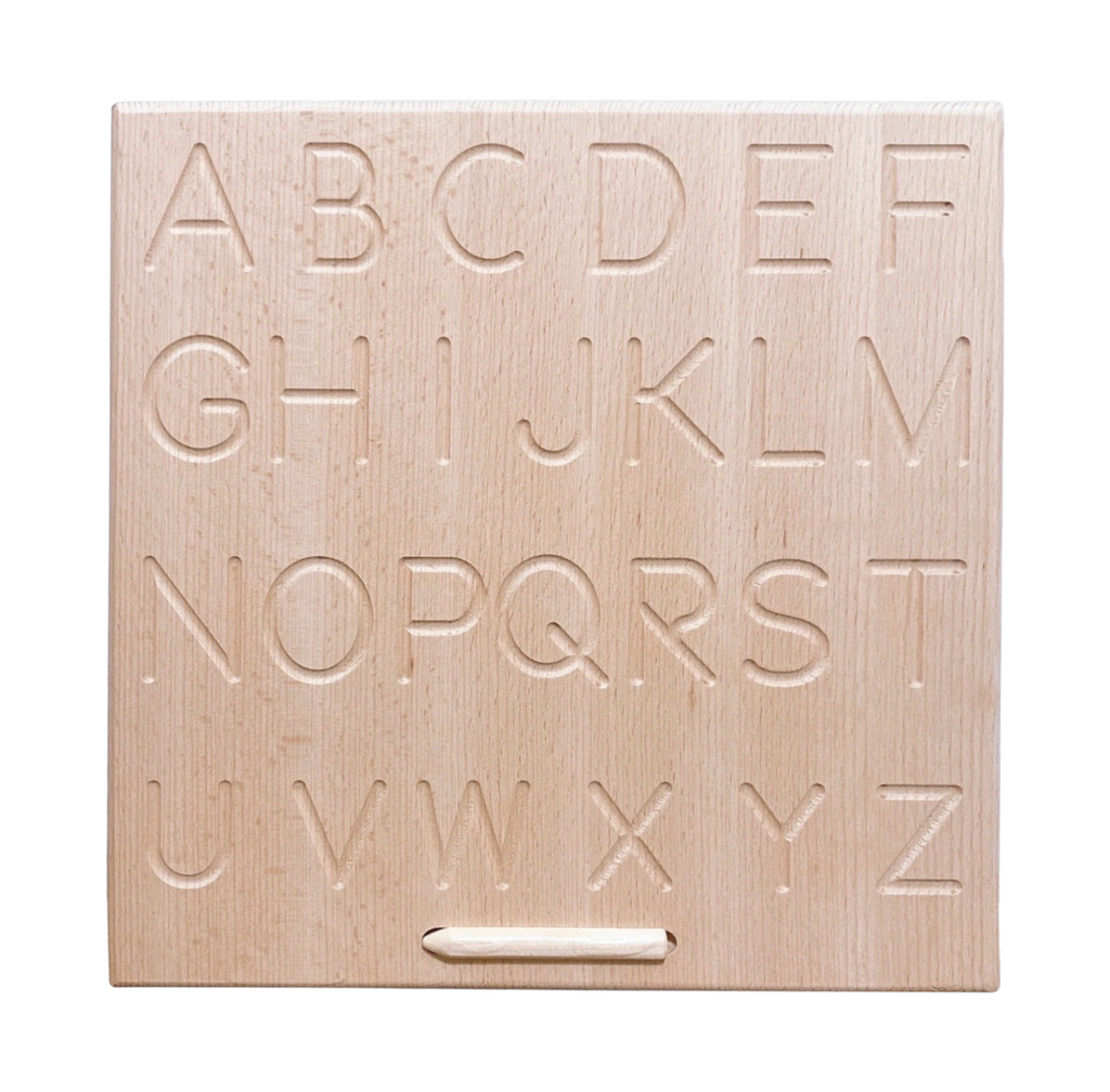 **Pre-Order (Ships in 2–3 Weeks)** Wooden Reversible Alphabet Tracing Board – ABC Upper & Lowercase Learning Aid